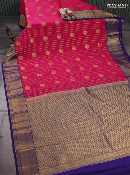 Pink & Blue Semi Kanchipram Silk - Buttas