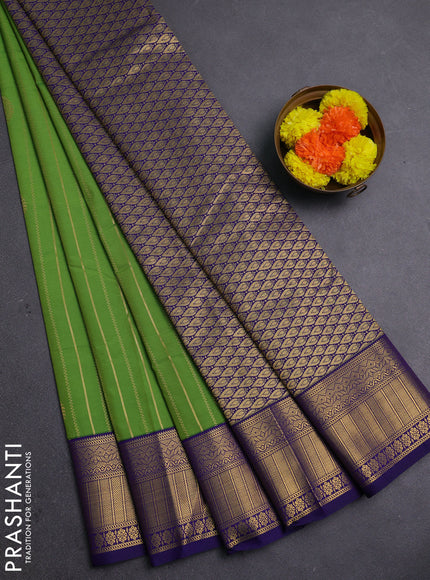 Green & Blue Semi Kanchipram Silk - Buttas