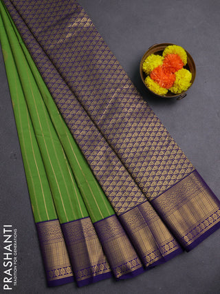 Green & Blue Semi Kanchipram Silk - Buttas
