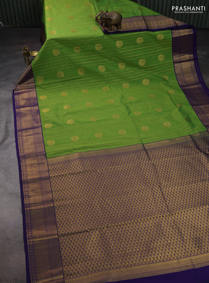 Green & Blue Semi Kanchipram Silk - Buttas