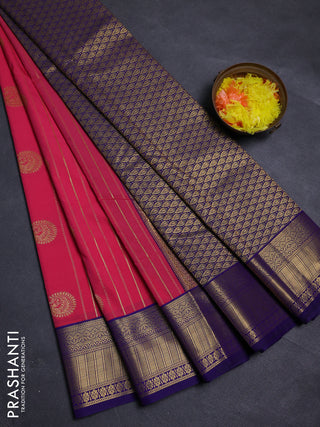 Peach Pink & Violet Semi Kanchipram Silk - Buttas