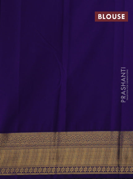 Mustard Yellow & Blue Semi Kanchipram Silk - Buttas