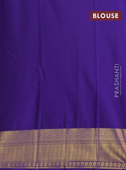 Fluorescent Green & Blue Semi Kanchipram Silk - Buttas