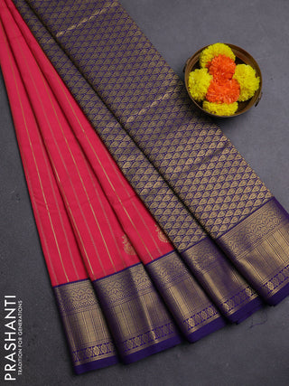 Pink & Blue Semi Kanchipram Silk - Buttas