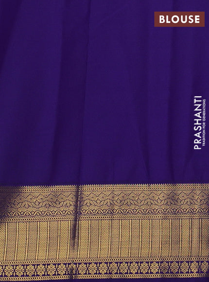 Yellow & Blue Semi Kanchipram Silk - Buttas