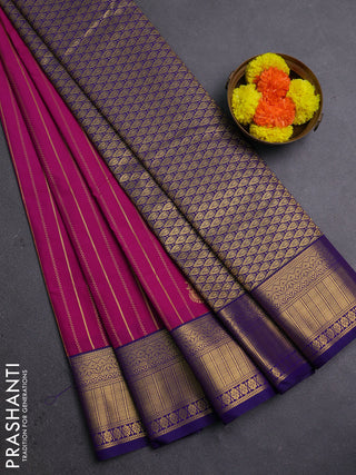 Magenta Pink & Violet Semi Kanchipram Silk - Buttas