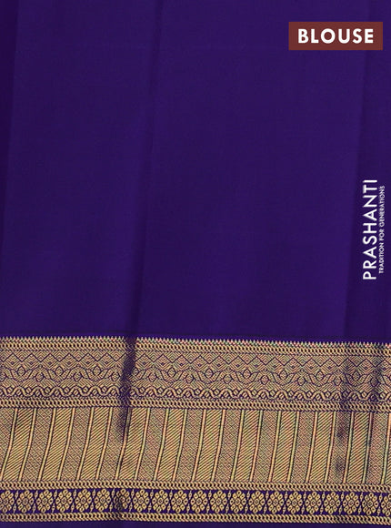 Teal Blue & Violet Semi Kanchipram Silk - Buttas