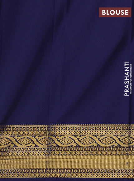 Maroon & Blue Semi Kanchipram Silk - Checks