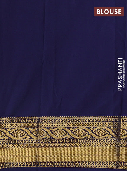 Pastel Pink & Navy Blue Semi Kanchipram Silk - Checks