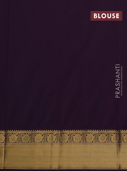 Peach Orange & Purple Semi Kanchipram Silk - Checks
