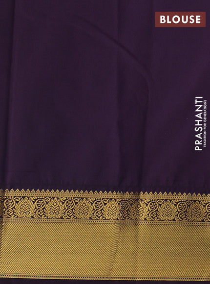 Lime Green & Purple Semi Kanchipram Silk - Checks