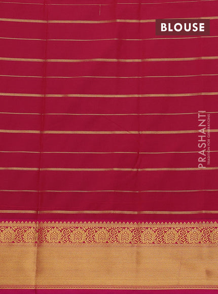 Bottle Green & Pink Semi Kanchipram Silk - Checks