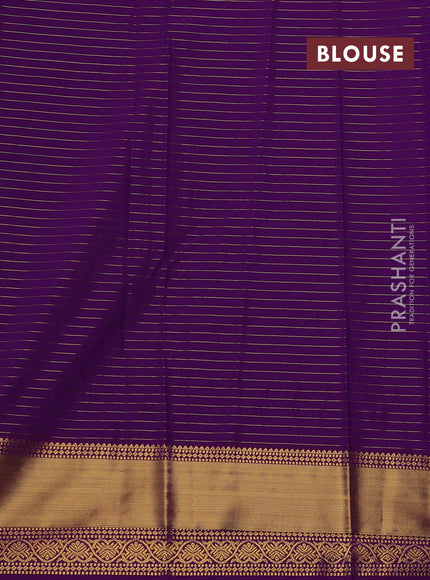 Lime Green & Purple Semi Kanchipram Silk - Checks