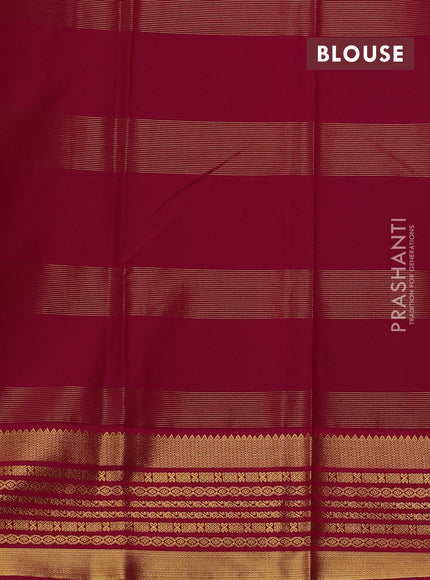 Bottle Green & Magenta Pink Semi Kanchipram Silk - Checks