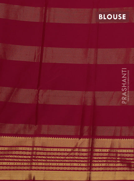 Mustard Green & Pink Semi Kanchipram Silk - Checks
