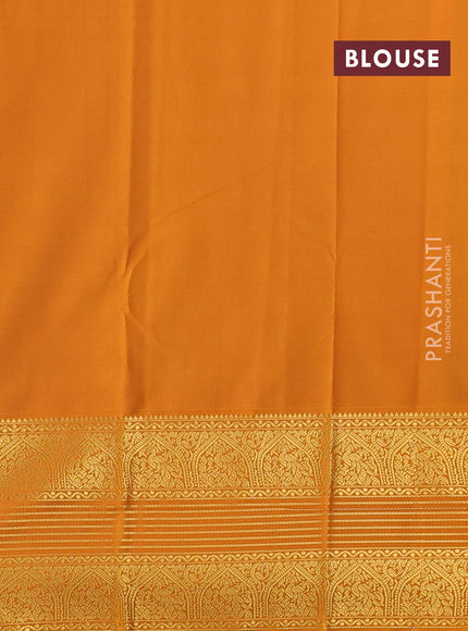 Rust & Mustard Yellow Semi Kanchipram Silk - Checks