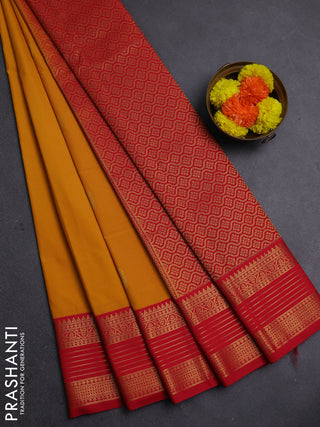 Mango Yellow & Red Semi Kanchipram Silk - Buttas