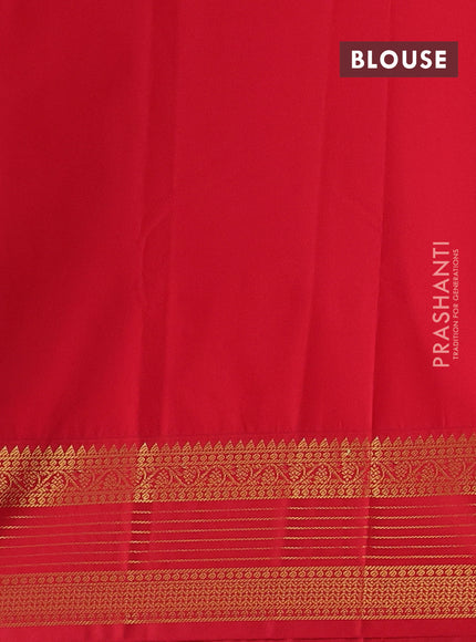 Mango Yellow & Red Semi Kanchipram Silk - Buttas