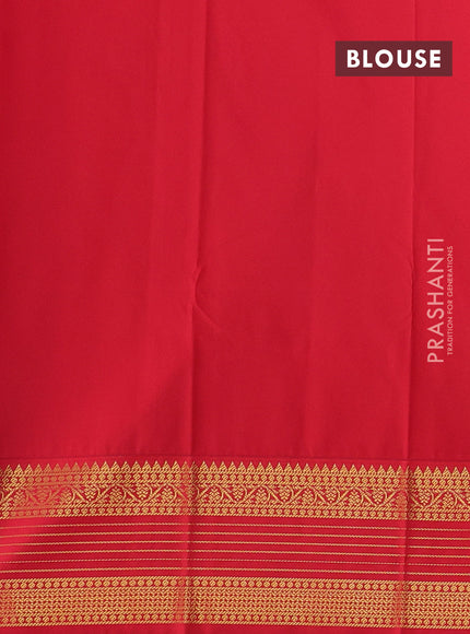Teal Green & Red Semi Kanchipram Silk - Buttas