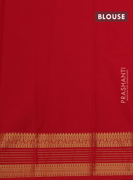 Peach Pink & Red Semi Kanchipram Silk - Buttas