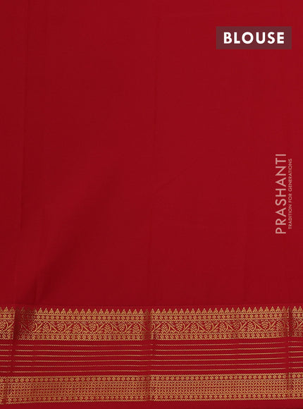 Bottle Green & Red Semi Kanchipram Silk - Buttas