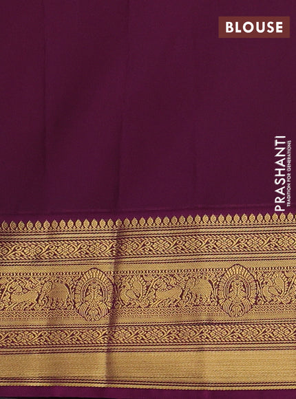 Rust & Purple Semi Kanchipram Silk - Buttas