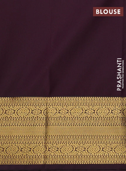 Mustard Yellow & Coffee Brown Semi Kanchipram Silk - Buttas