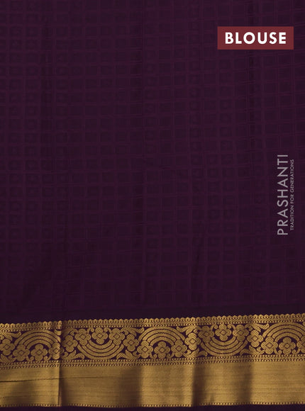 Cream & Purple Semi Kanchipram Silk - Self Emboss