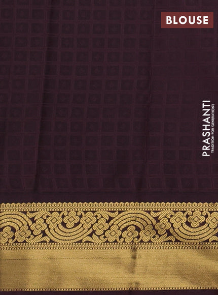 Aqua  Blue & Coffee Brown Semi Kanchipram Silk - Self Emboss