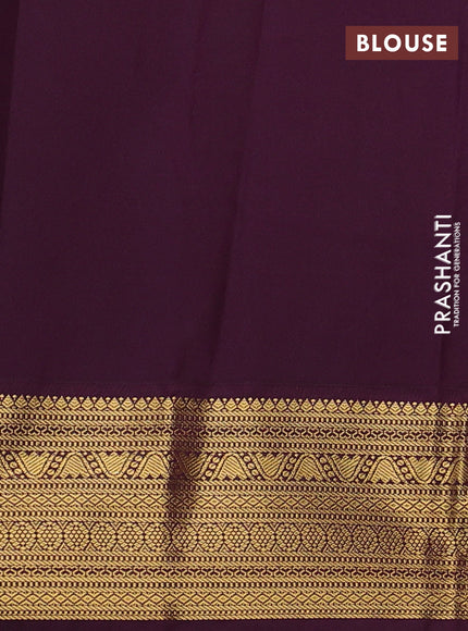 Mustard Yellow & Wine Semi Kanchipram Silk - Buttas