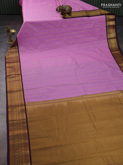 Lavender & Wine Semi Kanchipram Silk - Buttas