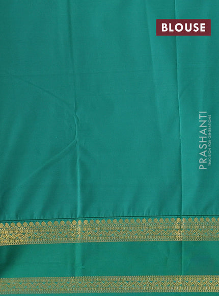 Peach Pink & Teal Green Semi Kanchipram Silk - Buttas