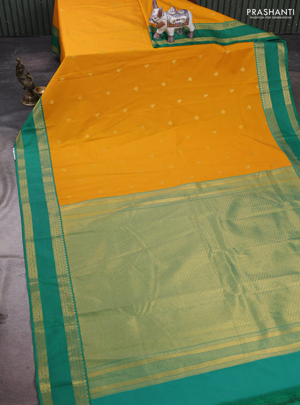 Mustard Yellow & Green Semi Kanchipram Silk - Buttas