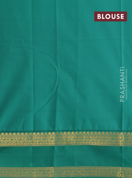 Orange & Teal Green Semi Kanchipram Silk - Buttas