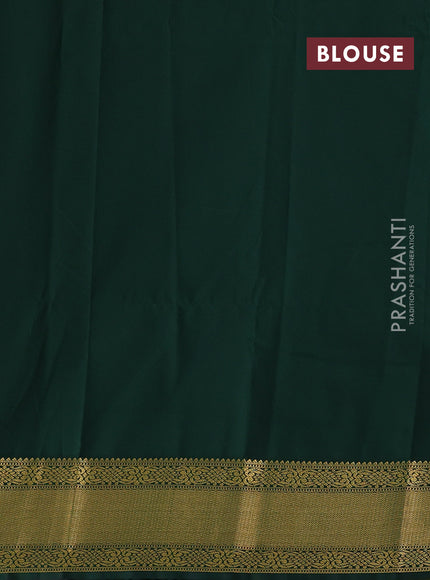 Red & Bottle Green Semi Kanchipram Silk - Checks