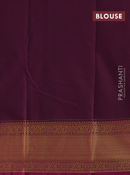 Mustard Green & Magenta Pink Semi Kanchipram Silk - Checks