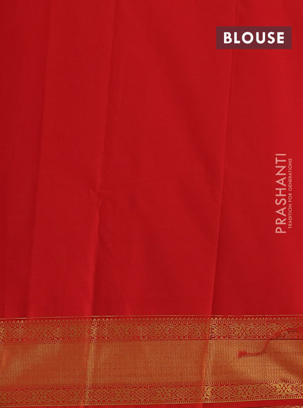 Violet & Red Semi Kanchipram Silk - Checks