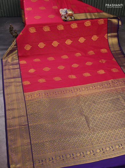 Pink & Navy Blue Semi Kanchipram Silk - Buttas