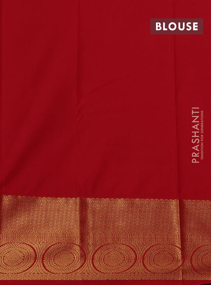 Coffee Brown & Red Semi Kanchipram Silk - Buttas