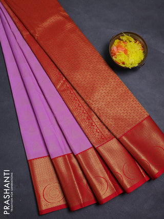 Lavender & Red Semi Kanchipram Silk - Buttas