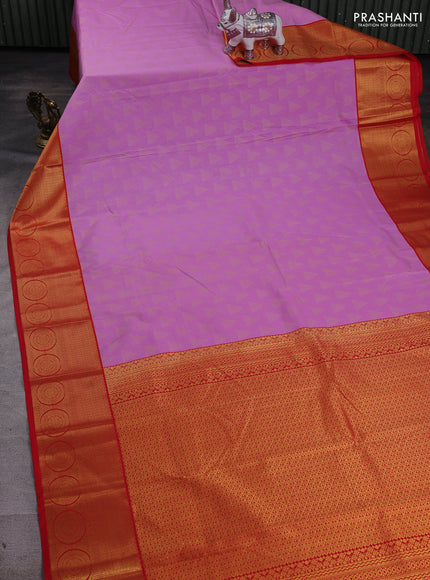 Lavender & Red Semi Kanchipram Silk - Buttas