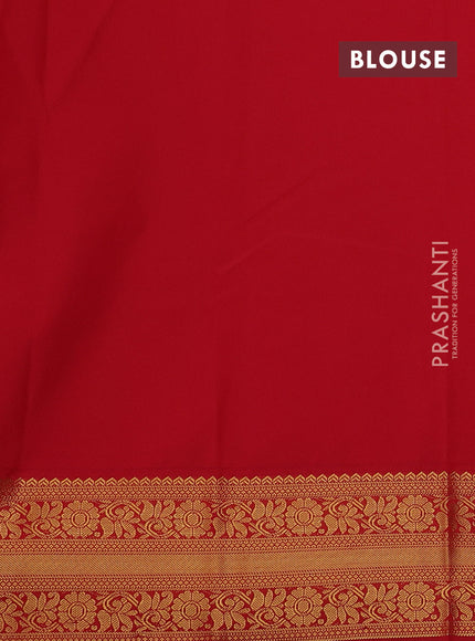Blue & Red Semi Kanchipram Silk - Checks