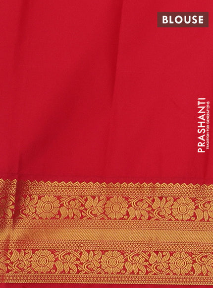 Green & Red Semi Kanchipram Silk - Checks