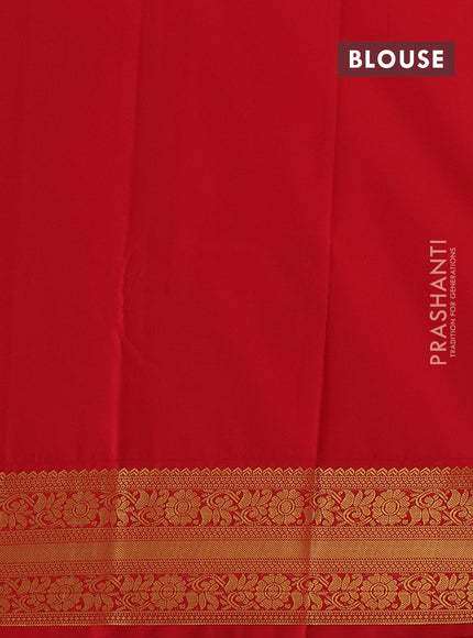 Lime Green & Red Semi Kanchipram Silk - Checks