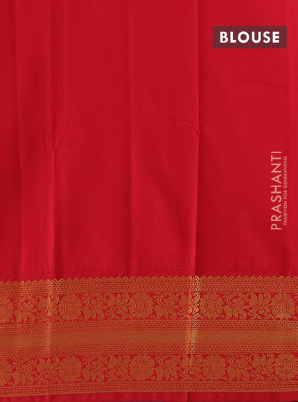 Violet & Red Semi Kanchipram Silk - Checks