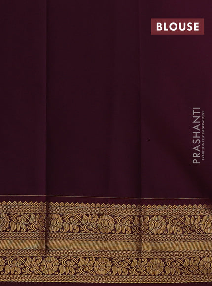 Peach Pink & Wine Semi Kanchipram Silk - Checks