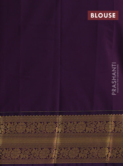 Yellow & Purple Semi Kanchipram Silk - Checks