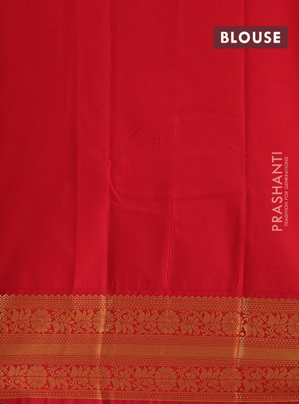 Green & Red Semi Kanchipram Silk - Checks