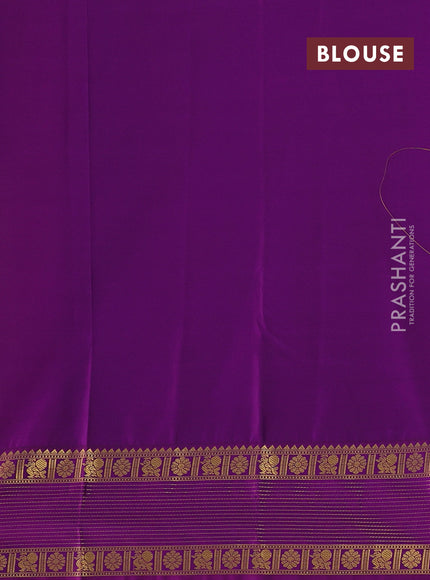 Yellow & Purple Semi Kanchipram Silk - Buttas