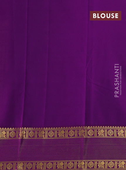 Beige & Purple Semi Kanchipram Silk - Buttas